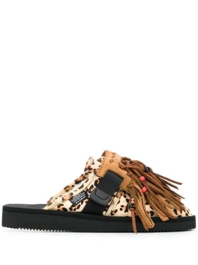 Alanui X Suicoke Leopard-print Calf Hair Slippers In Brown