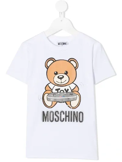 Moschino Kids' Gamer Teddy Bear T-shirt In White