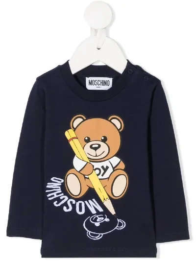 Moschino Babies' Logo Print Sweatshirt In Blue