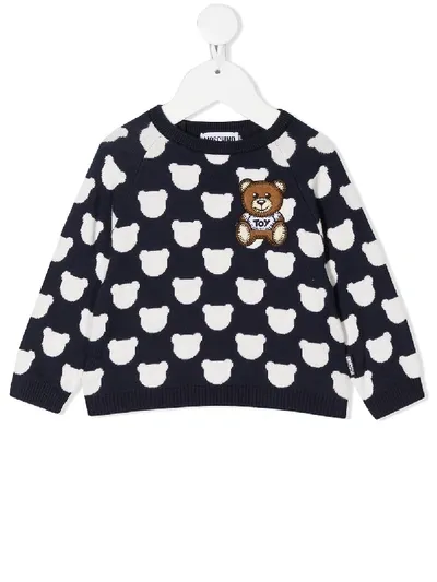 Moschino Babies' Knitted Bears Jumper In Blue