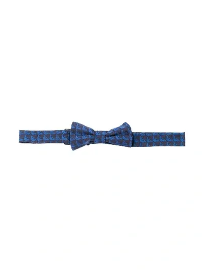 Emporio Armani Kids' All-over Logo Silk Bow-tie In Blue