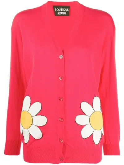 Moschino Daisy Cardigan In Pink