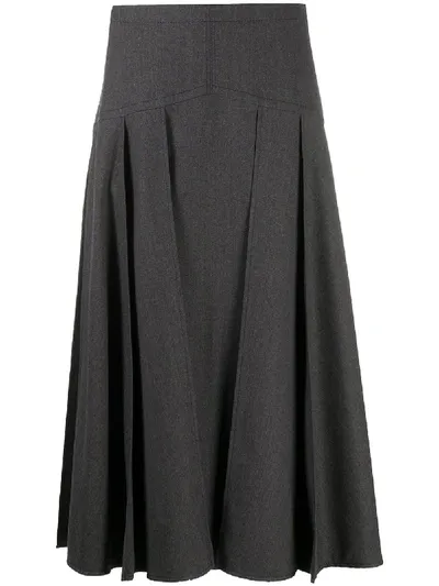 Odeeh Flared Midi Skirt In Grey