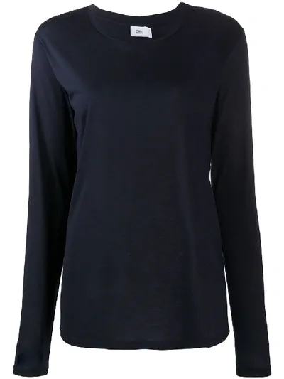 Closed Long-sleeved Jersey Knit Top In 蓝色