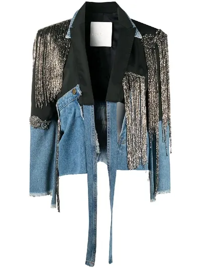 Loulou Contrast-panel Embellished Blazer In Schwarz