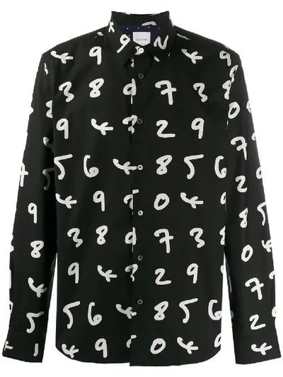 Paul Smith Numbers-print Shirt In Black