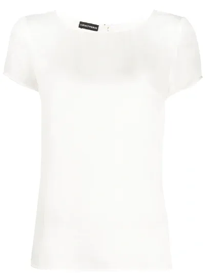 Emporio Armani White Stretch Silk T-shirt With Rear Key-hole