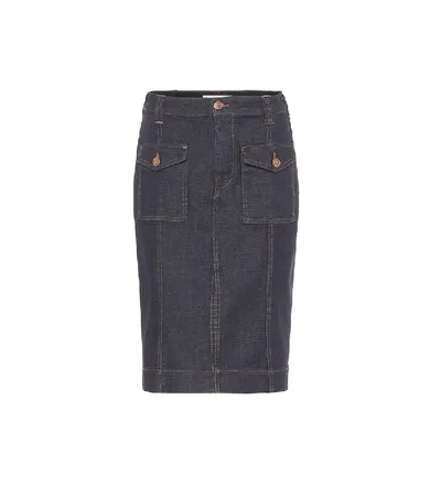 See By Chloé High-rise Denim Pencil Skirt In Q Denim Scuro