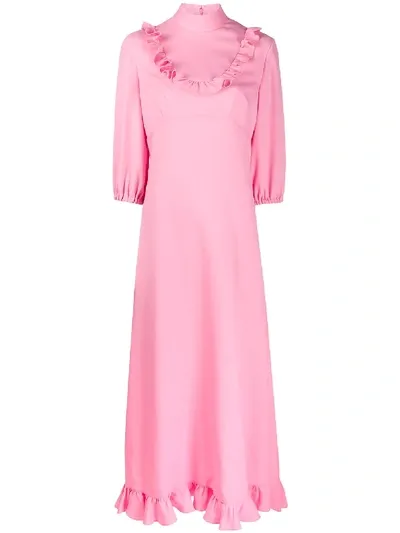 Miu Miu Ruffle-detail Maxi Dress In Rosa