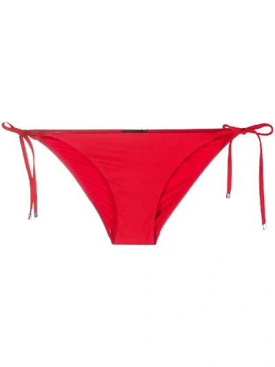 Emporio Armani Crystal-embellished Bikini Briefs In Red