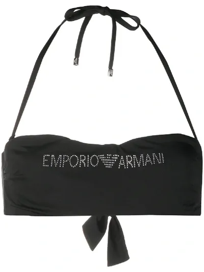 Emporio Armani Halterneck Bandeau Bikini Top In Black