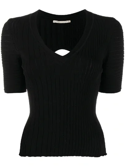 Marco De Vincenzo Fine Knit Cut-out Top In Black