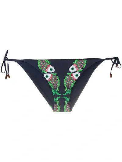 Vilebrequin Sweet Fishes Print Tie Side Bikini Bottoms In Blue