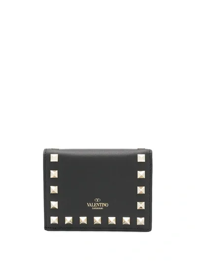 Valentino Garavani Compact Rockstud Wallet In Black