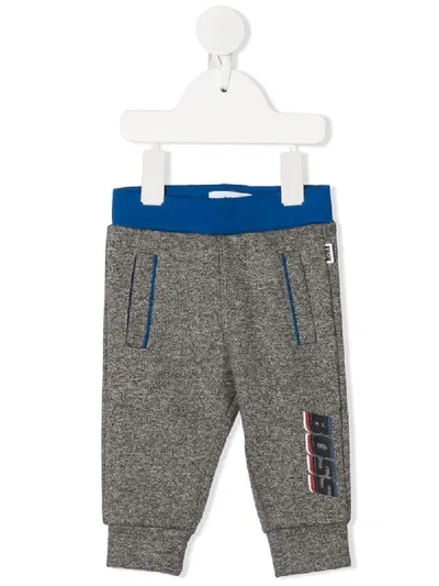 Hugo Boss Babies' Logo Print Track Pants In Grey