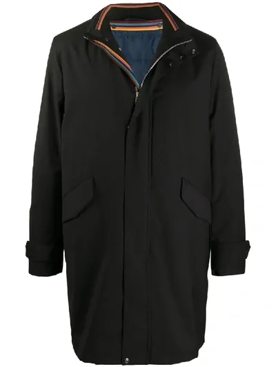 Paul Smith Single Breasted Raincoat In Black