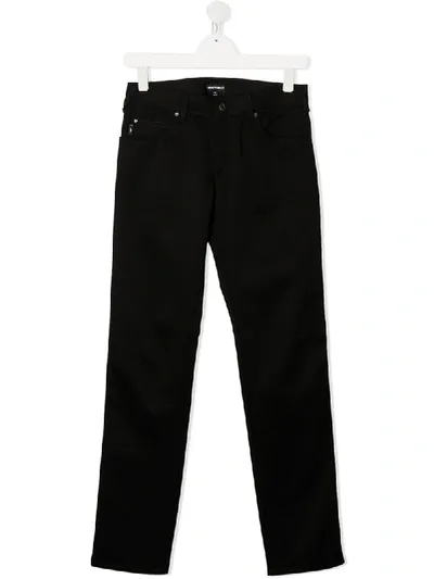 Emporio Armani Teen Logo Side Panel Jeans In Black