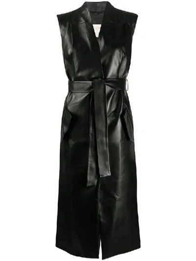 Materiel Faux-leather Long Gilet In Black