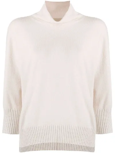 Peserico High-neck Knitted Jumper In Neutrals