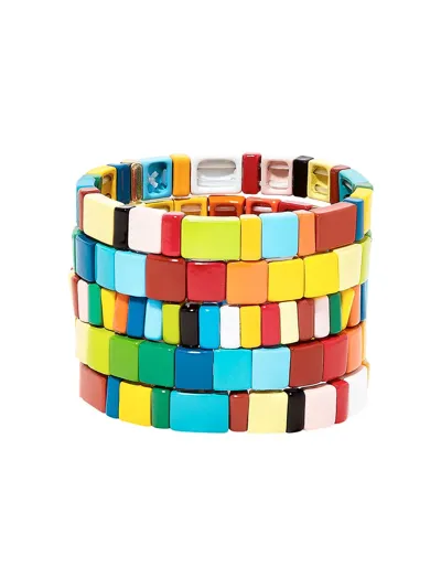 Roxanne Assoulin Rainbow Brite Set Of Five Bracelets In Blue