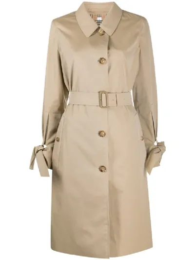 Burberry Bow-detail Sleeve Trench Coat In Neutrals