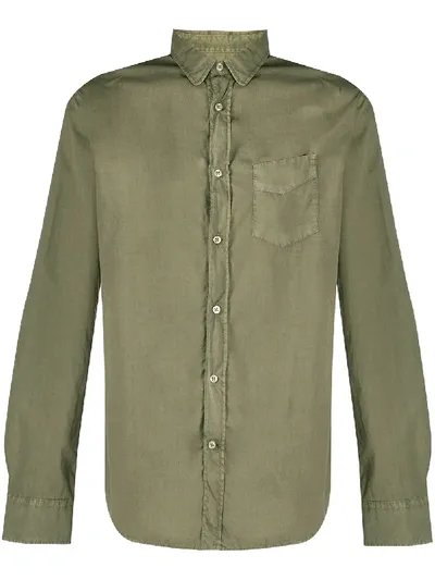 Officine Generale Poplin Shirt In Green