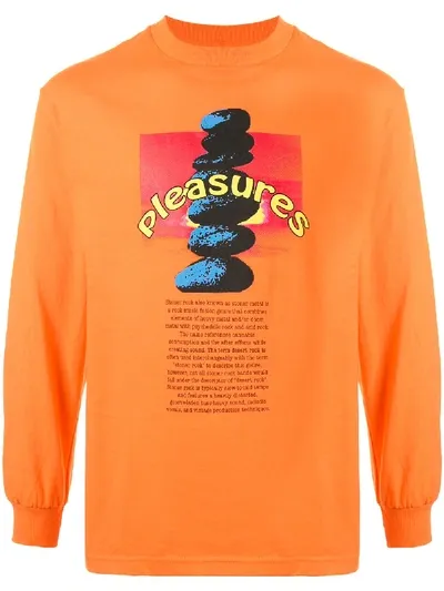 Pleasures Long Sleeve Stoner Print Sweater In Orange