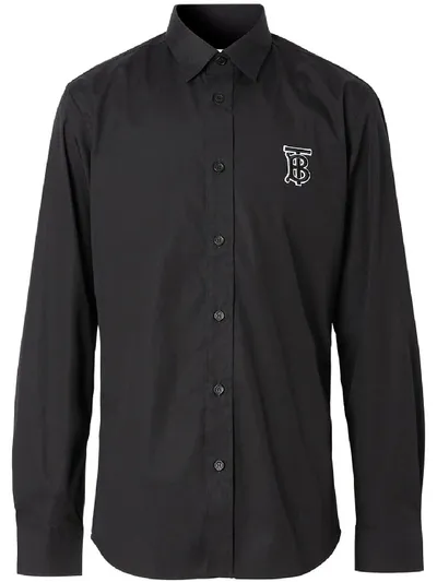 Burberry Monogram Cotton Shirt In Black