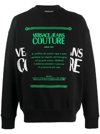 Versace Jeans Couture Logo Print Sweatshirt In Black