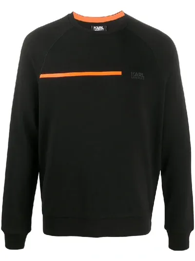 Karl Lagerfeld Contrasting Stripe Rib-trimmed Sweatshirt In Black