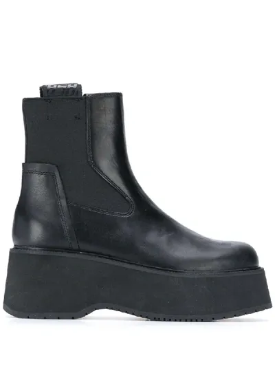 Ash Nikita Platform Ankle Boots In Black