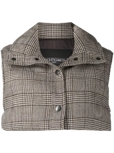 Simonetta Ravizza Check Cropped Gilet Jacket In Brown