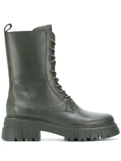 Ash Liam Lace-up Combat Boots In Green