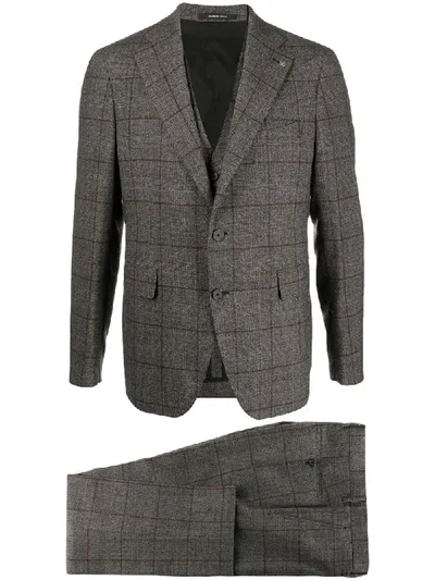 Tagliatore Two-piece Windowpane Check Suit In Grey