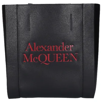 Alexander Mcqueen Shopper Signature Calfskin In Black