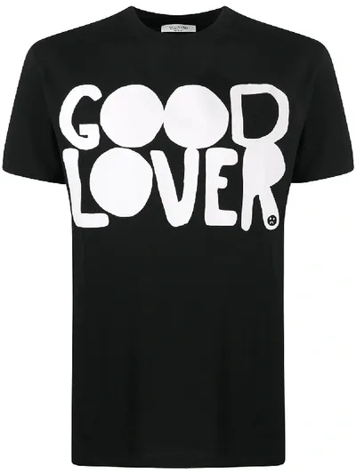 Valentino Good Lover Print Cotton T-shirt In Black