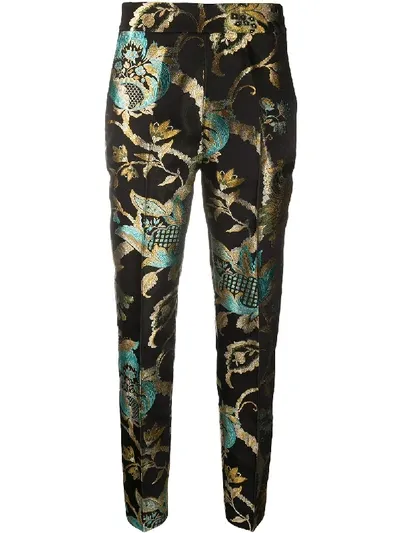 Christian Pellizzari Baroque Brocade Slim Trousers In Green