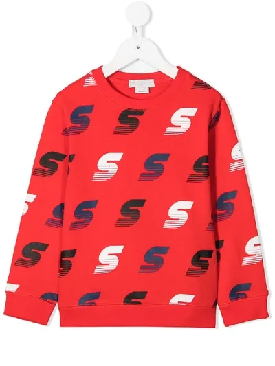 Stella Mccartney Kids' Smc Crew-neck Sweatshirt In Red