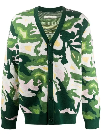 Zadig & Voltaire Camouflage Print Cardigan In Green