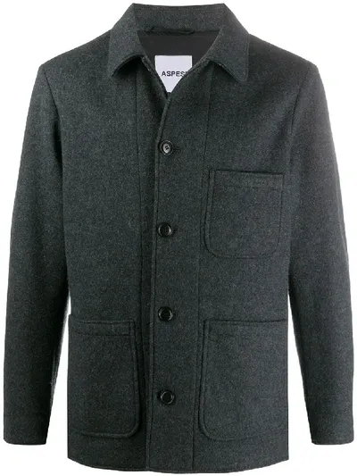 Aspesi Single-breasted Felt Coat In Grey