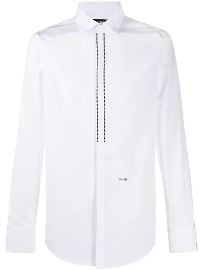 Dsquared2 Stud-embellished Long-sleeve Shirt In White