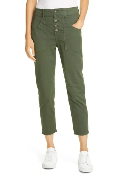 Veronica Beard Arya Cargo Straight Crop Jeans In Army Green