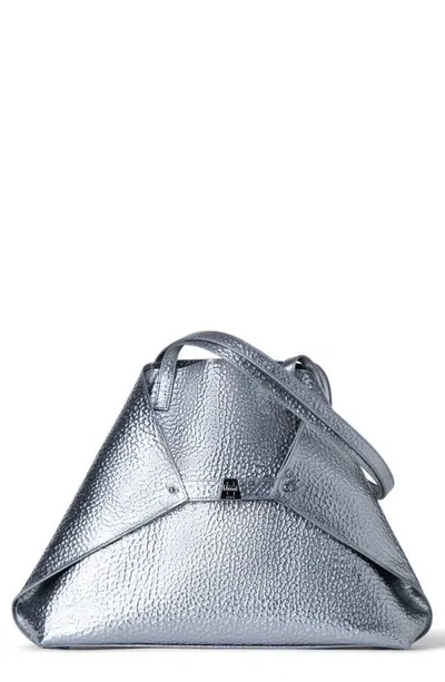 Akris Ai Medium Hammered Metallic Leather Tote Bag In Inox