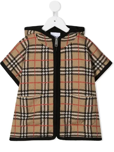 Burberry Kids' Hooded Zip-up Top In Brown