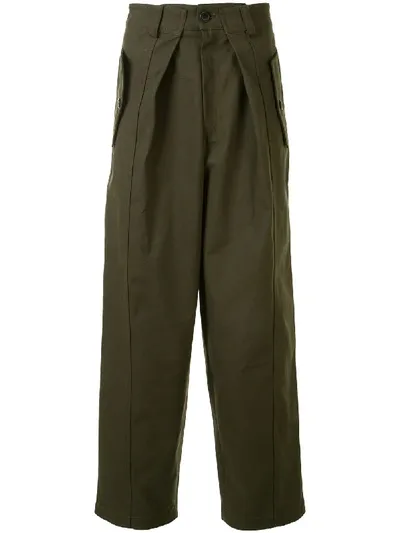 Jacquemus Lavandou Folded Waistband Trousers In Green