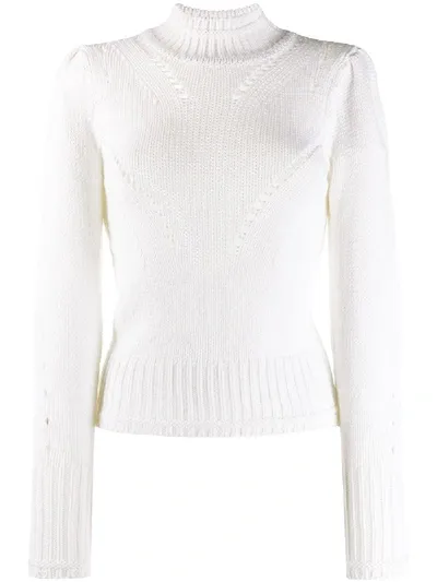 Dondup Cut-out Detail Roll Neck Jumper In White