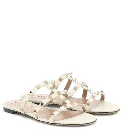 Valentino Garavani Rockstud Leather Slides In White