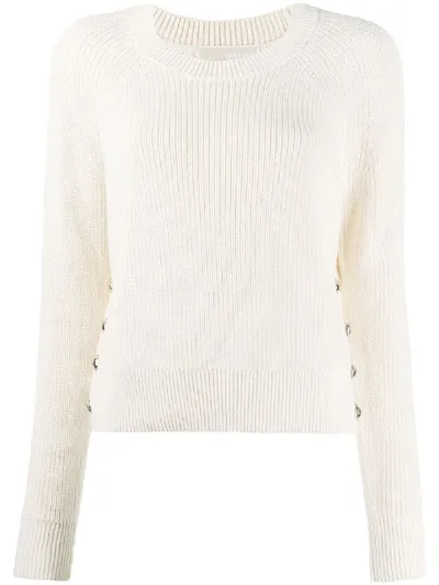 Michael Michael Kors Chunky Knit Button Detail Jumper In Neutrals