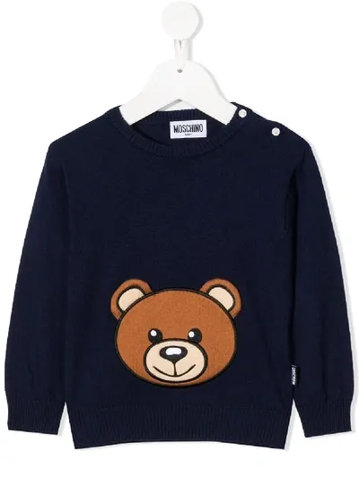 Moschino Babies' Bear Motif Jumper In Blue