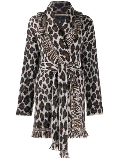 Alanui Jacquard Leopard Pattern Cardigan In Neutrals